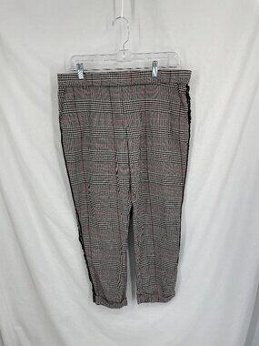 AF Studio Plaid Cropped Pants with Black Side Detail